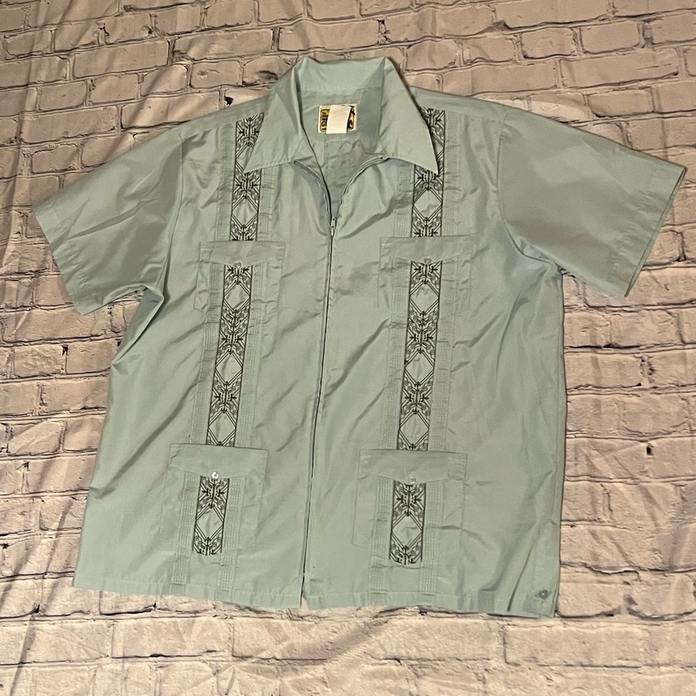 GENUINE HABAND VINTAGE GUAYABERA ZIP SHIRT CUBAN WEDDING